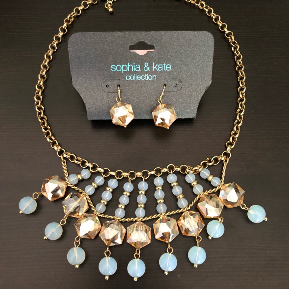 Statement beaded necklace and matching earrings